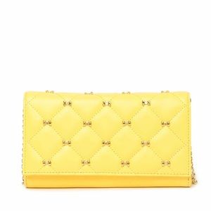 Quilted Leather Matinee Bow Crossbody In yellow